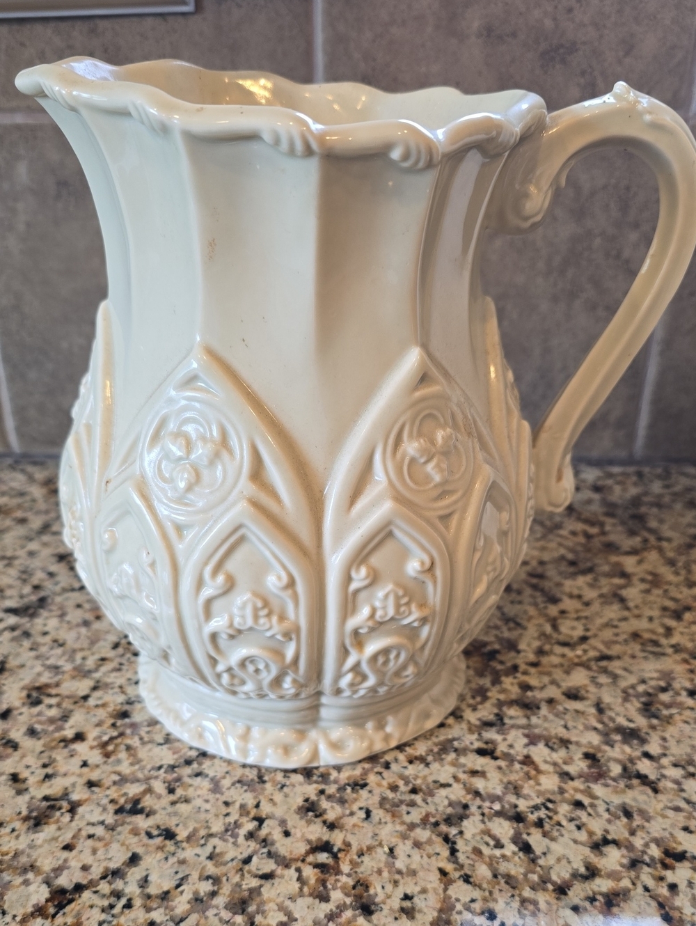 Victoria & Albert Embossed Cream Ceramic Pitcher